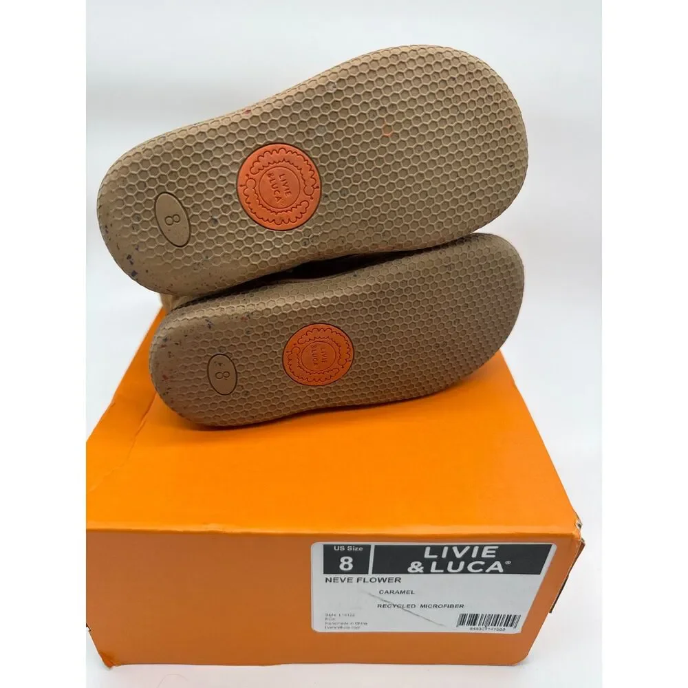 Livie and Luca Neve Flower Caramel Color Suede Boots Toddler 8 Barefoot